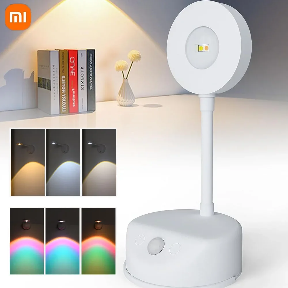 Xiaomi Night Lamp With Motion Sensor Rechargeable USB Wall Lamp 3 Colors Sunset LED Light For Room Bedside Table Cabinet Decor