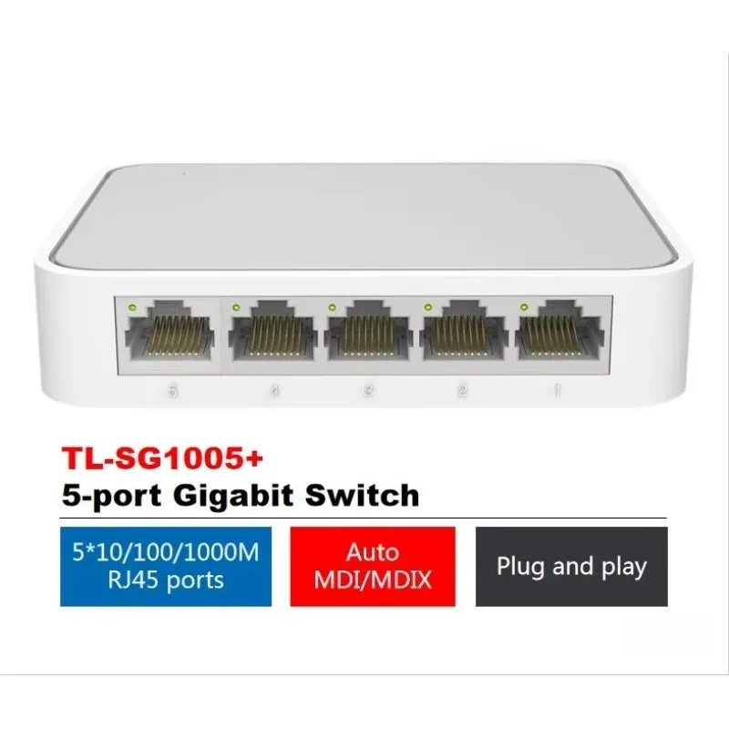 TP-LINK 5-port Gigabit Switch 1000mbps Network Cable Network Splitter Home Dormitory Splitter Mini Plug and Play TL-SG1005+