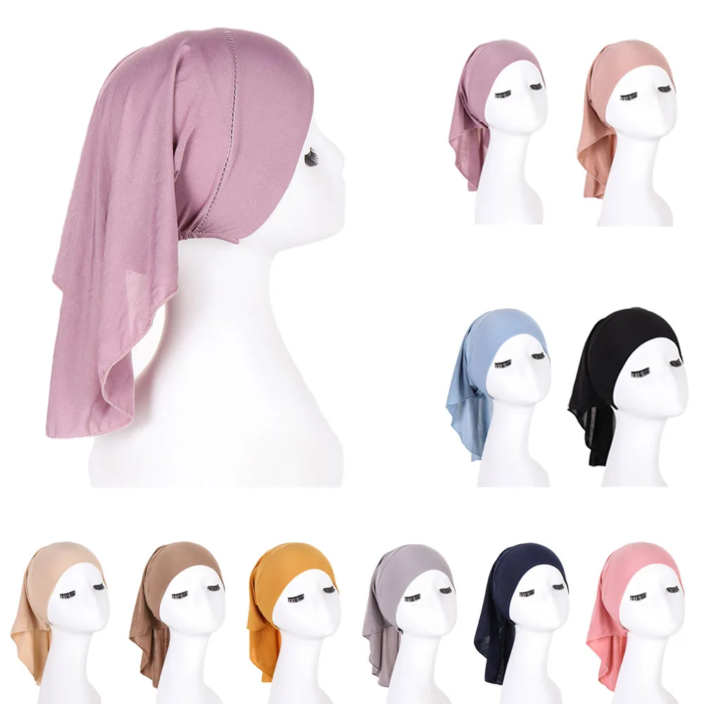 Soft Women Inner Hijab Caps musulmano Stretch Turbante Cap Solid Islamic Underscarf Bonnet fascia femminile tubo Cap Turbante Mujer