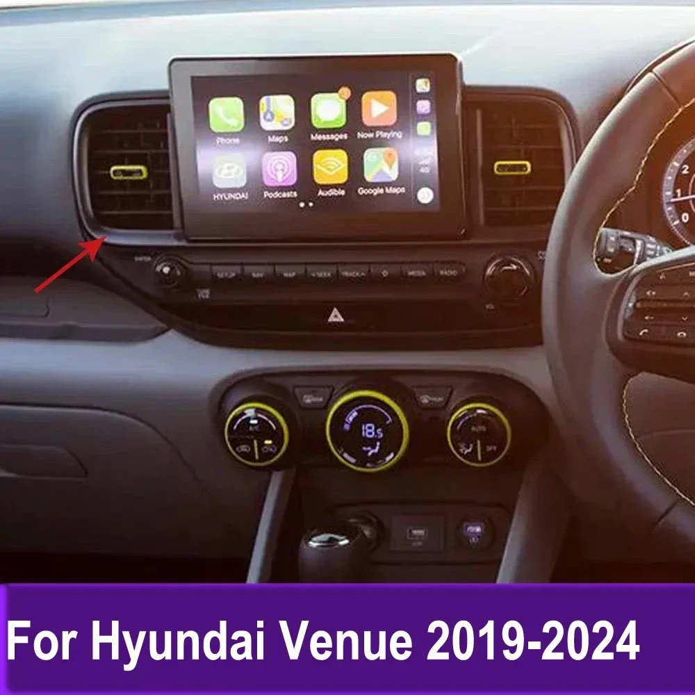 

Аксессуары для интерьера для Hyundai Venue 2019 2020 2021 2022-2024 гг., передняя центральная накладка на вентиляционное отверстие, наклейка из АБС-пластика из углеродного волокна