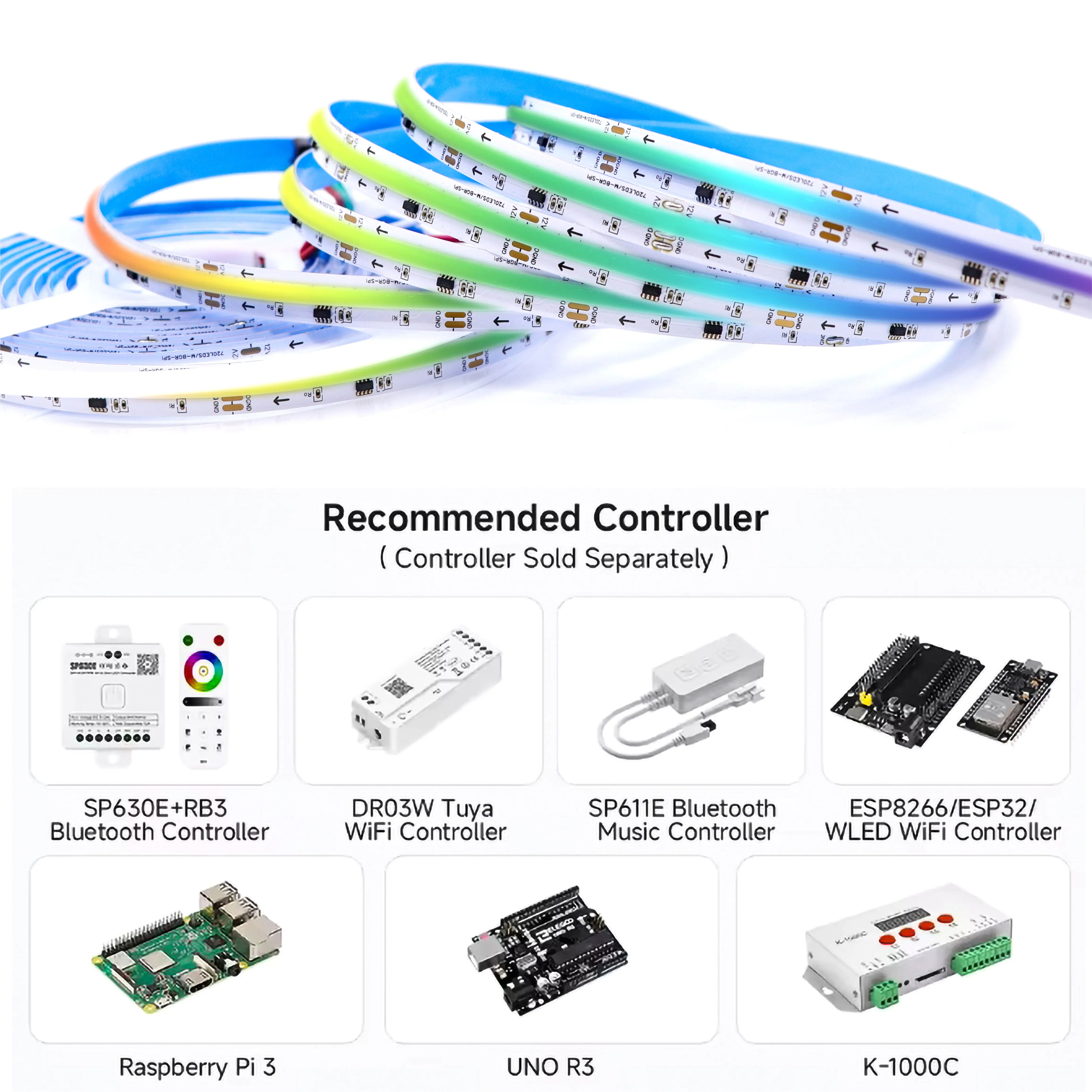 FCOB LED شرائط مصباح بكسل عنونة 576 720 المصابيح RGB حلم كامل اللون 12 مللي متر DC12V 24 فولت WS2812B أضواء COB مرنة عالية الكثافة