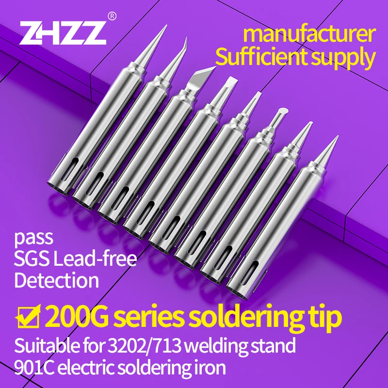 

200G Soldering Iron tip 200G-4.2D 3.2D 3C B K welding head Compatible Quick 3202 soldering station Knife Tip round Pointed Elbo
