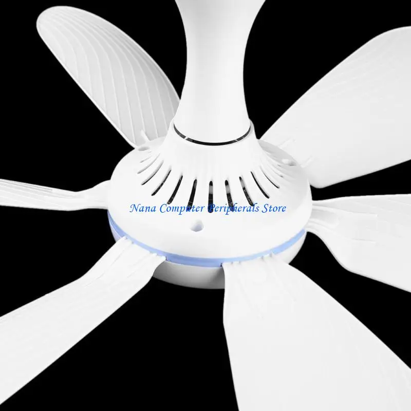 F68C Silent 6 Leaves USB Powered Canopy Ceiling Fan 2/4/8 Hours Timer 4 Speed USB Fan