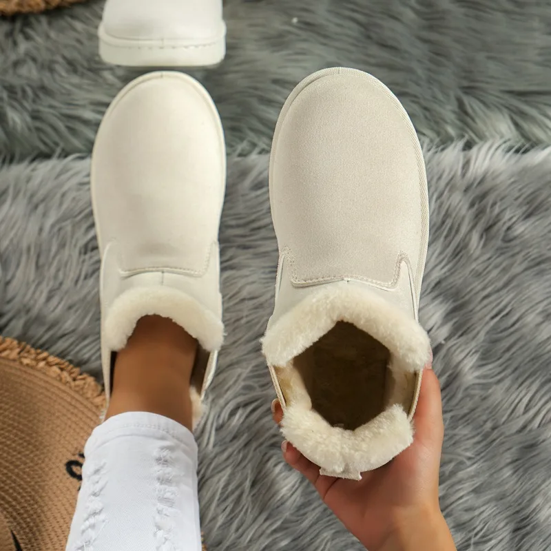 2023 Shoes for Women Winter Ankle Women\'s Boots Warm Snow Boots Women Sewing Round Toe Stretch Slip-on Flat with Ladies Shoes