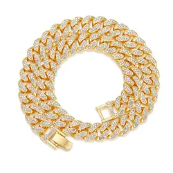 Hip Hop Gold Plated Chunky Cuban Chain Necklace Iced Out Cubic Zirconia Jewelry