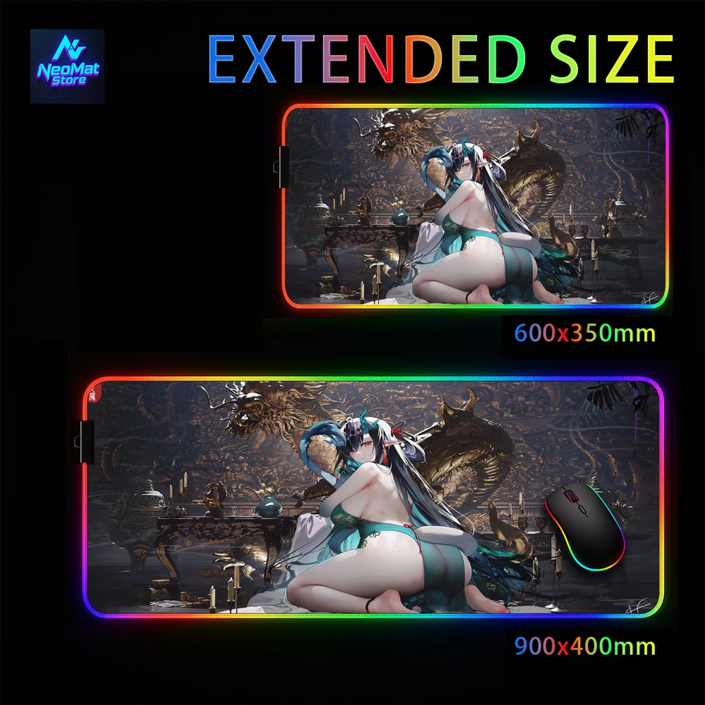 Led Gaming Mats Sexy Mousepad Xxl Rgb Mouse Pad Laser Pc Mat with Backlight Glowing Keyboard Mat Hentai Nsfw Gamer Table Decor