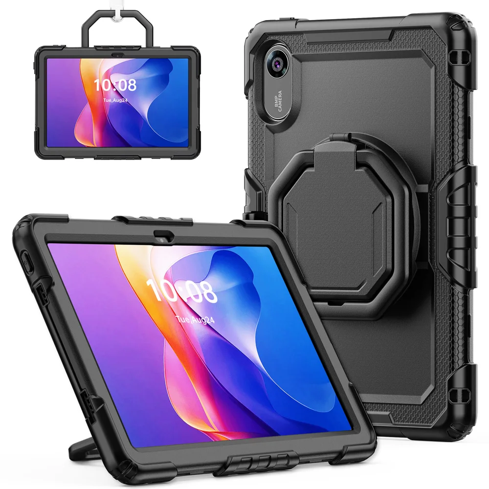 

W/Shoulder Strap Full Cover 3Layer Hybrid Leather Case For Redmi Pad 2 Pad2 11inch 2025 Kickstand Protective Skin