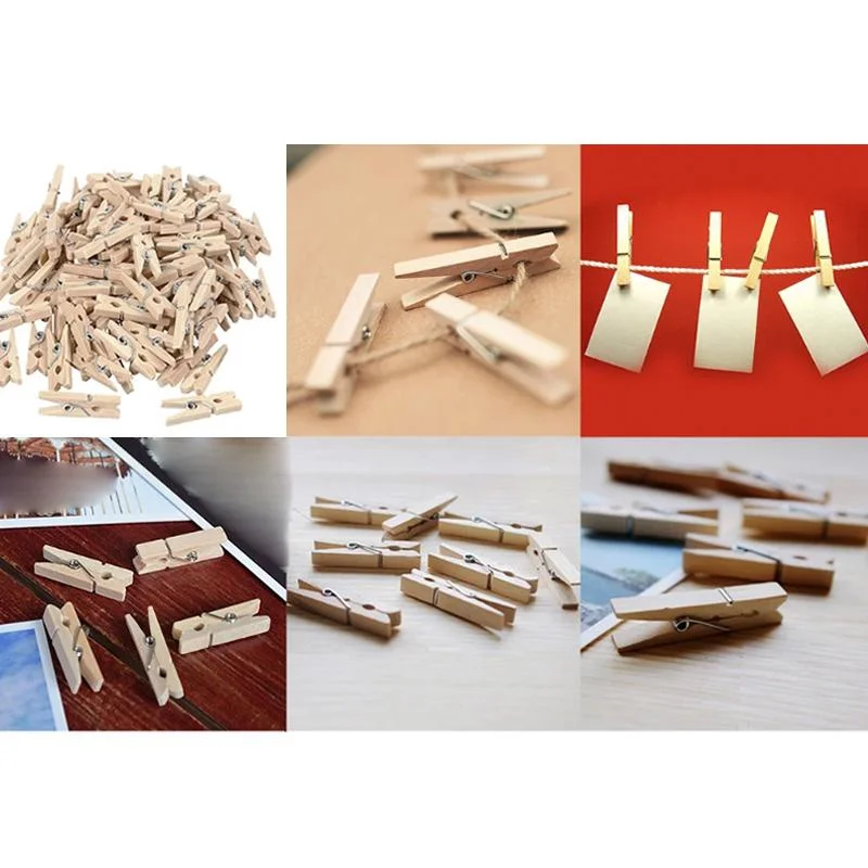 100Pcs Mini Photo Clips Clothespin DIY Wedding Party Wooden Clip Clips Pegs 25mm Natural Wooden Clips