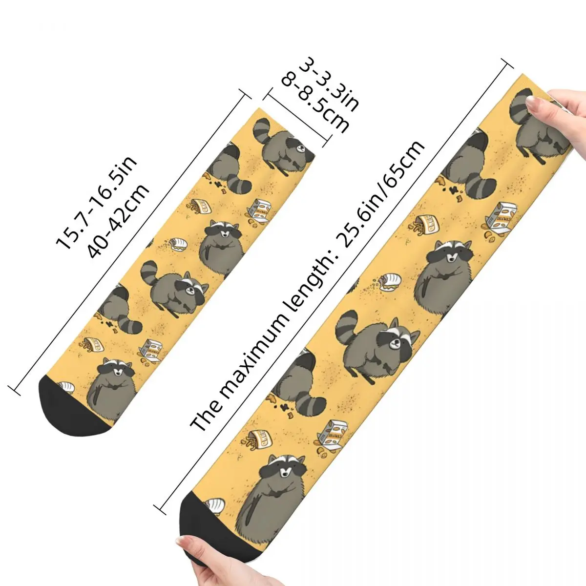 Funny Happy Sock for Men Rascally Hip Hop Raccoon Animal Quality Pattern Printed Crew Sock Casual Gift