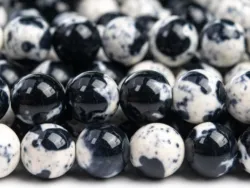 Black & White Rain Flower Jades Loose Beads Round Shape Size Options 4/6/10mm for Jewelry Making