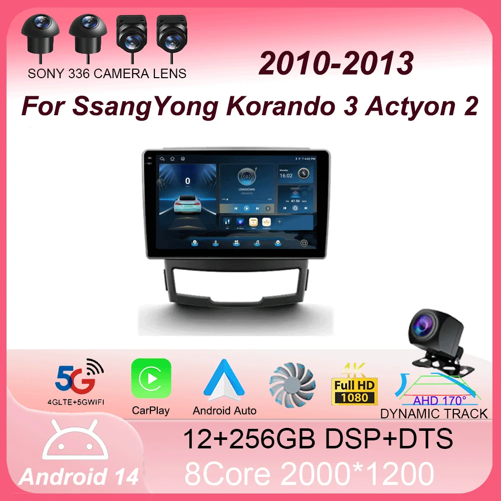 

Для SsangYong Korando 3 Actyon 2 2010-2013 Carplay 4G + WIFI GPS Автомобильный радиоприемник Навигация Мультимедийный видеоплеер Стерео BT Android 14