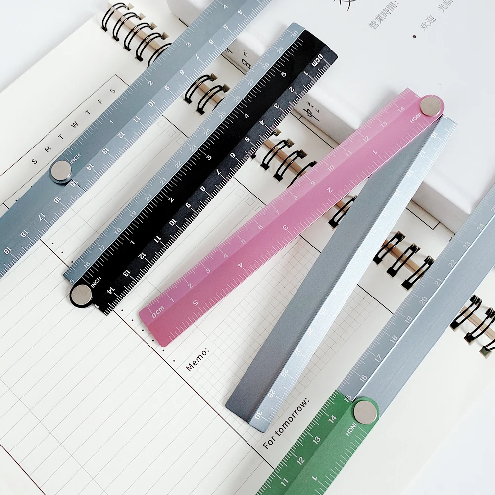 Stainless Steel Straight Ruler Centimeter Inches Scale Metric Ruler Precision Measuring Tool Folding Ruler Drawing Rulers