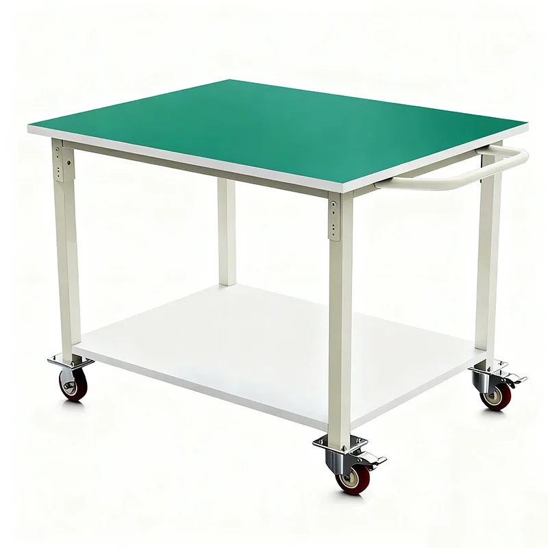 Mobile Anti Static Workbench with Wheels Industrial Packing Table Repair Workstation Steel Frame for Factory Workshop
