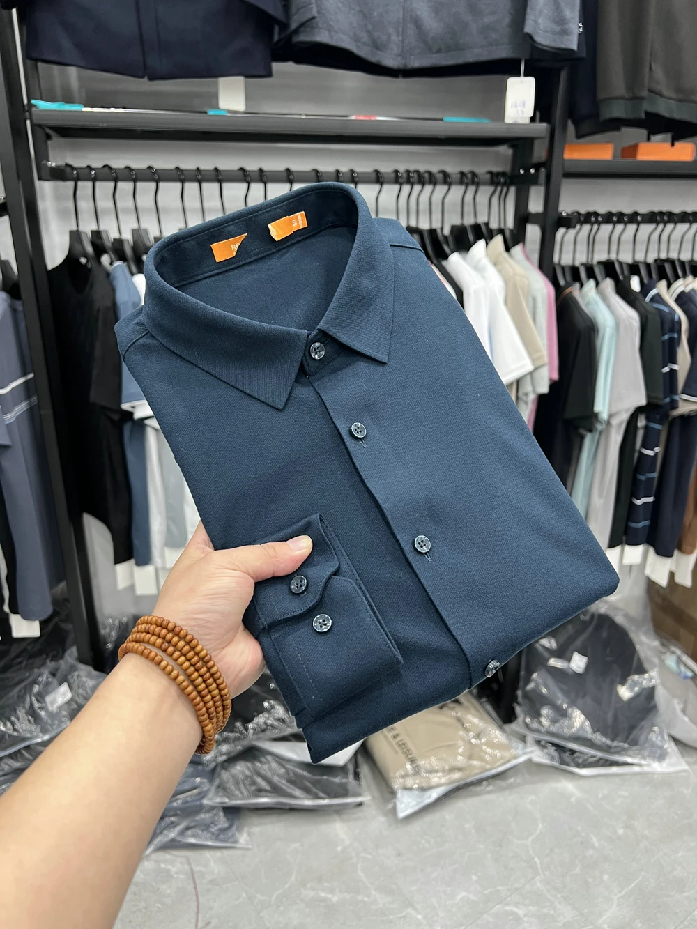 

Loja Men's Casual Long Sve irt Busin Casual Thiened Elastic Pure Color Dad Clothes Polyester Regenerated Cellulose ...