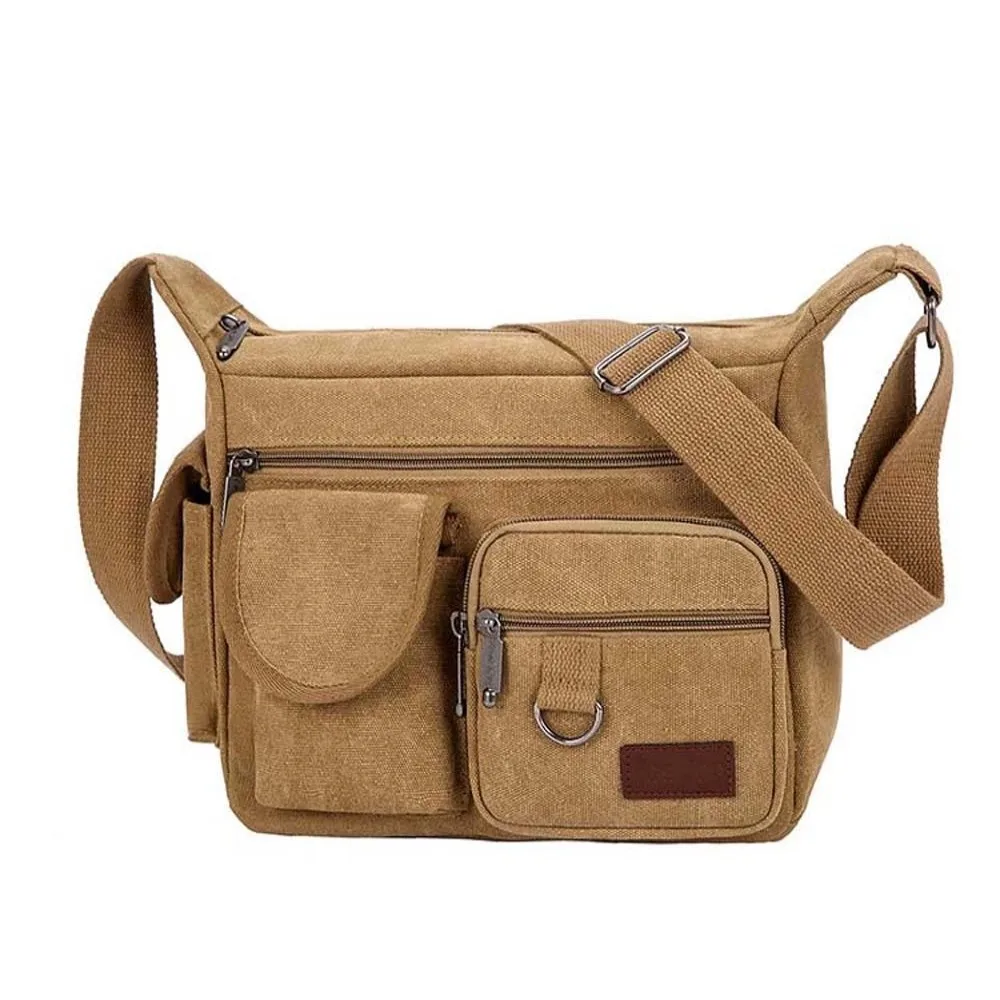 Heavy-duty Canvas Messenger Pack Spacious Retro-style Vintage Crossbody Bag Lightweight Wear-resistant Shoulder Satchel