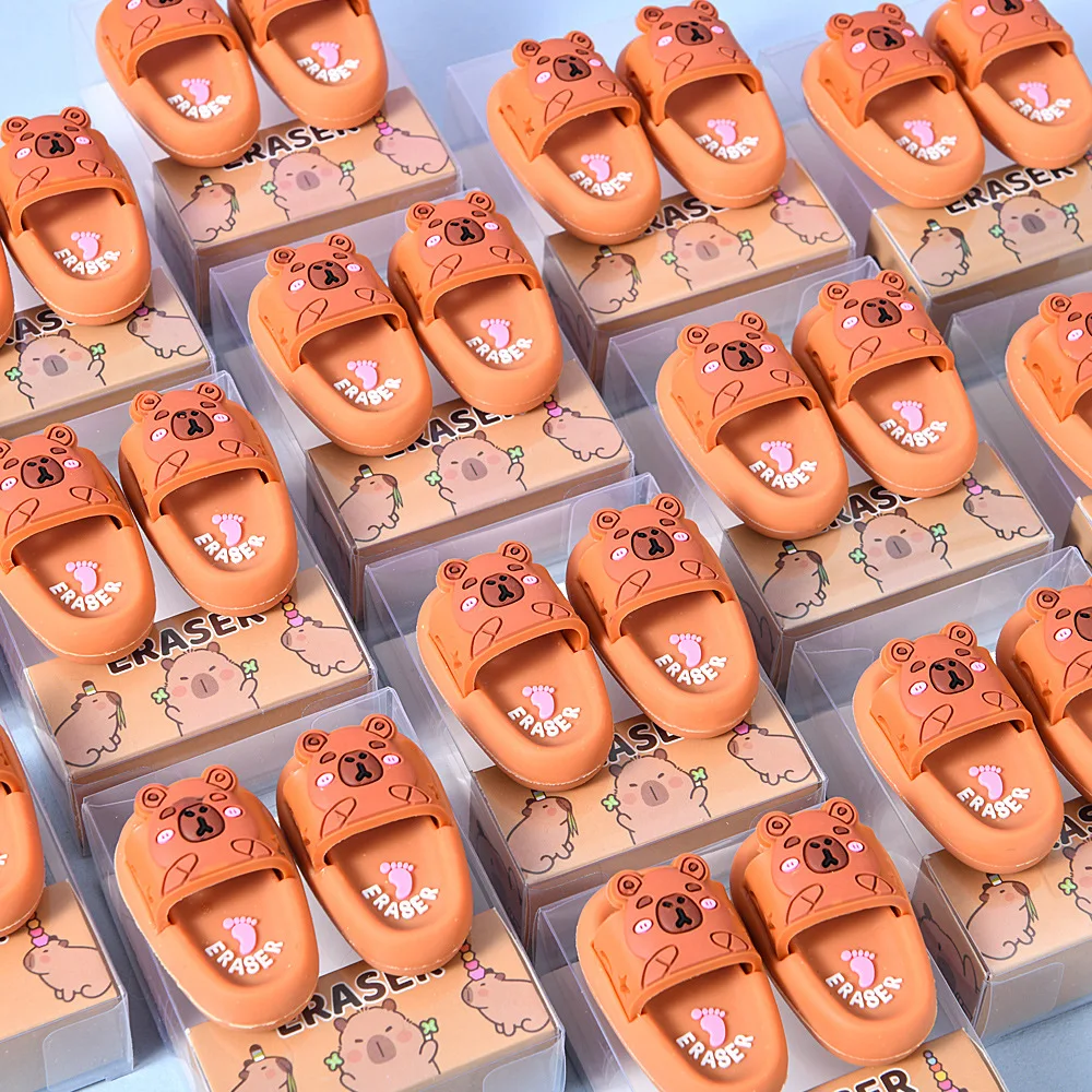 2 قطعة (1 صندوق) من النعال الإبداعية اللطيفة على شكل ممحاة الطالب ممحاة كابيبارا الصغيرة اللوازم المدرسية