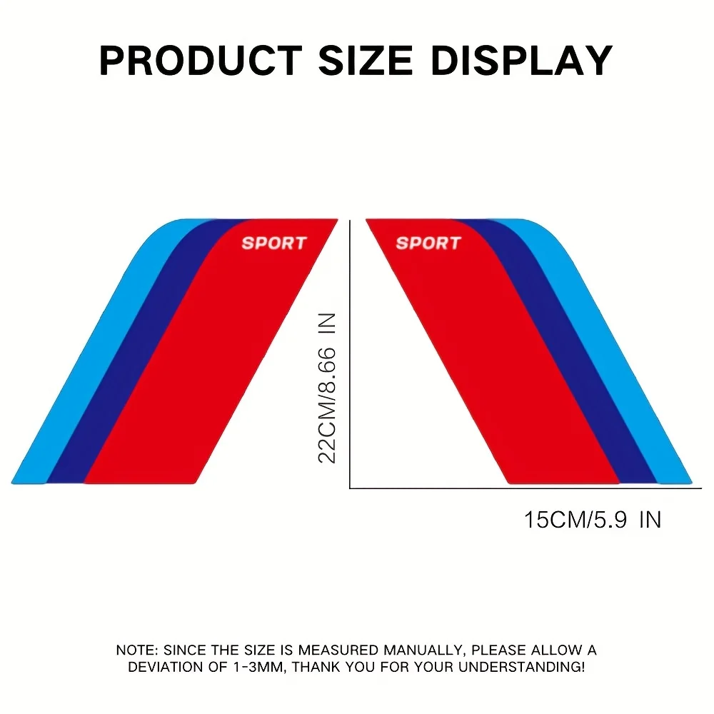 2-Piece sports car side skirt: long, striped, metallic, self-adhesive, left side, PVC material, disposable use