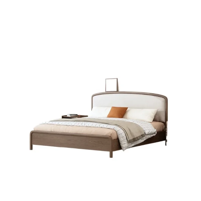 Soft bag solid wood bed 1.8 meters, modern simple double bed, new Chinese style, thickened bed frame