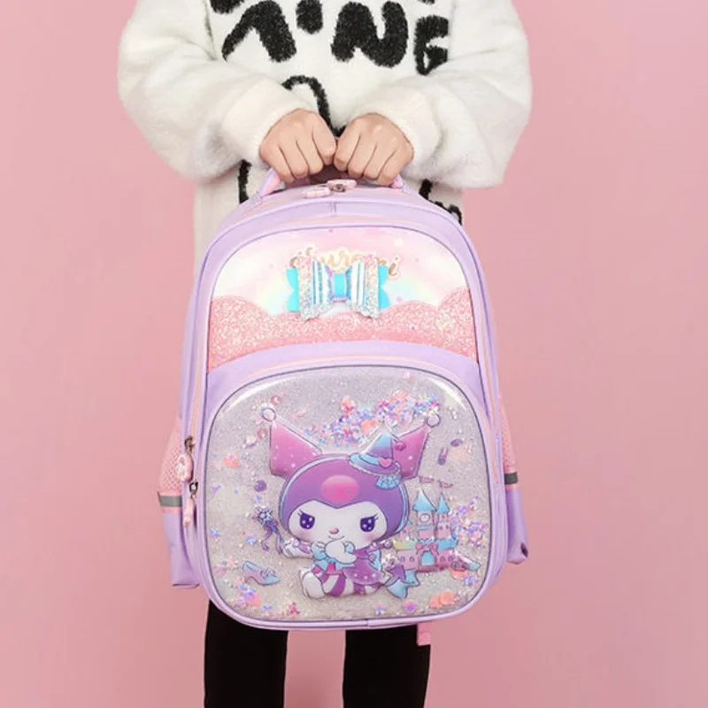 Hot Sale Sanrio Shoulder School Bag Pupils Girl Grade 1-4 Child Cinnamoroll Hello Kitty Melody Kuromi Cartoon Bag Girls Gifts