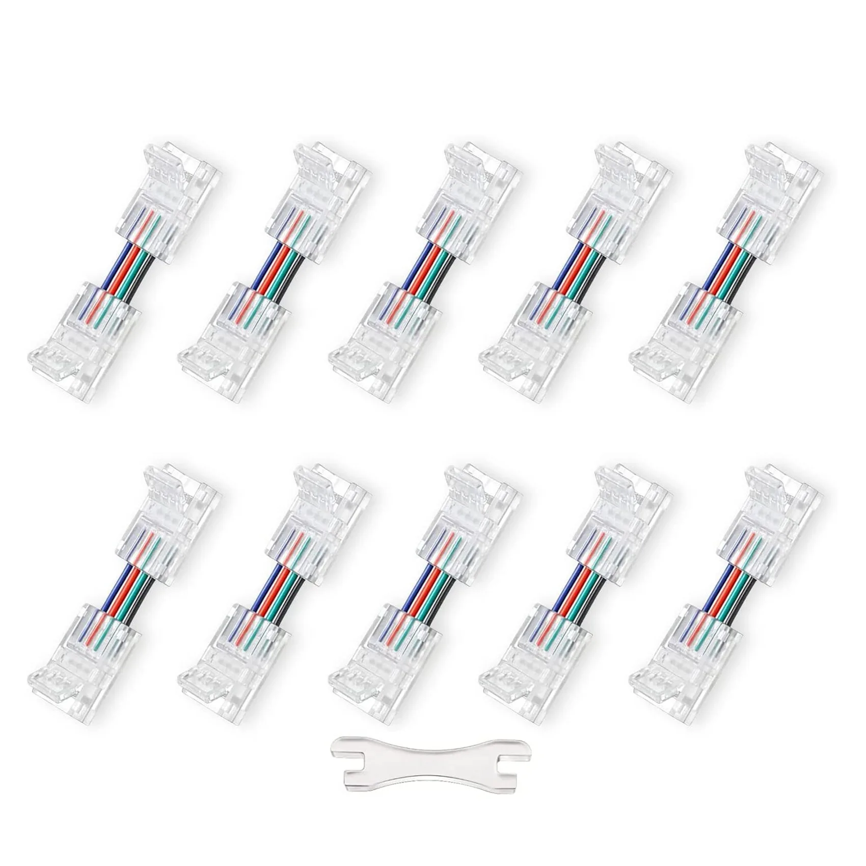 4-Pin RGB LED Light Strip Connectors, 0.39Inch Solderless Adapter Terminal Extension Connector for 5050 SMD 4 Conductor