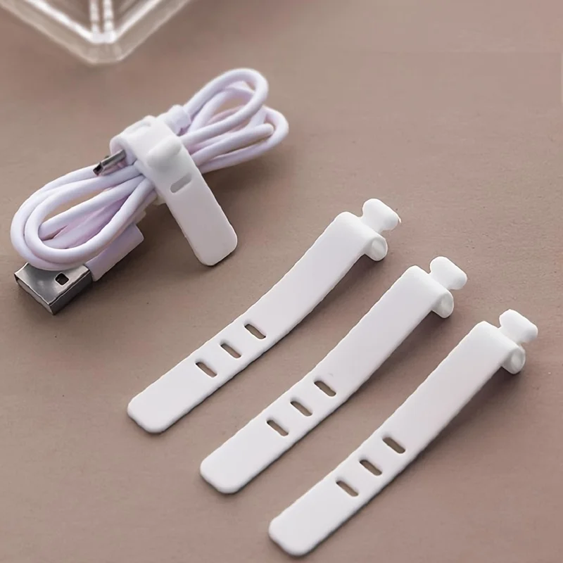 

3-hole silicone cable tie, portable cable tie, cable storage and winding device for Ethernet and power cables, universal