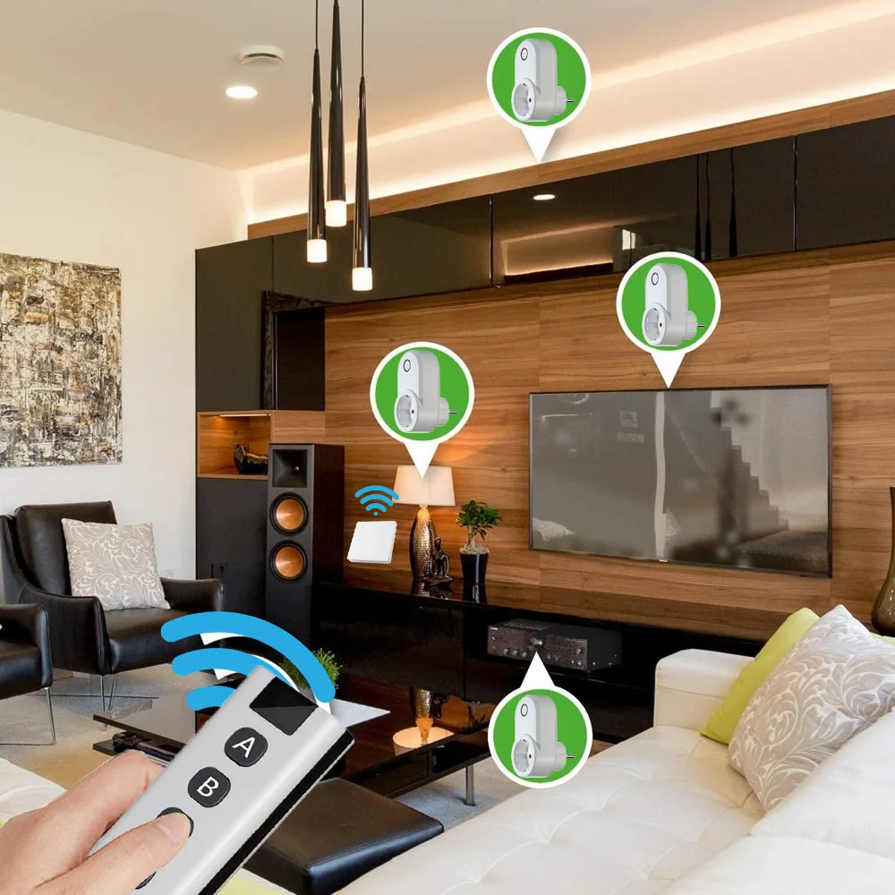 WENQIA Wireless Remote Control Smart Plug In Socket 433mhz EU FR Standard Wall Programmable Socket Switch Smart Home Light 15A