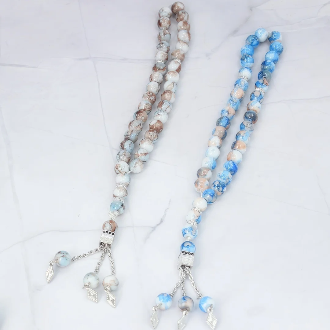 Huashi 10‑centimeter 33‑bead rosary, handheld prayer bead bracelet with patterned texture for chanting and counting, gift item