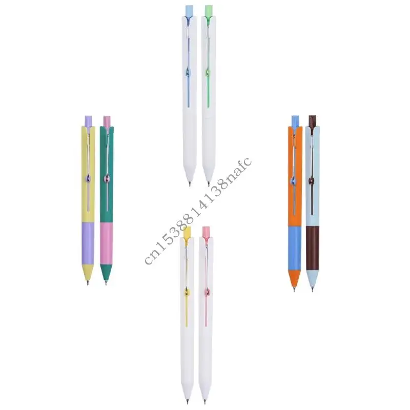 

594F 2Pcs Retractable Exam Pen Black Gel Smooth Glides Press Mechanism Design