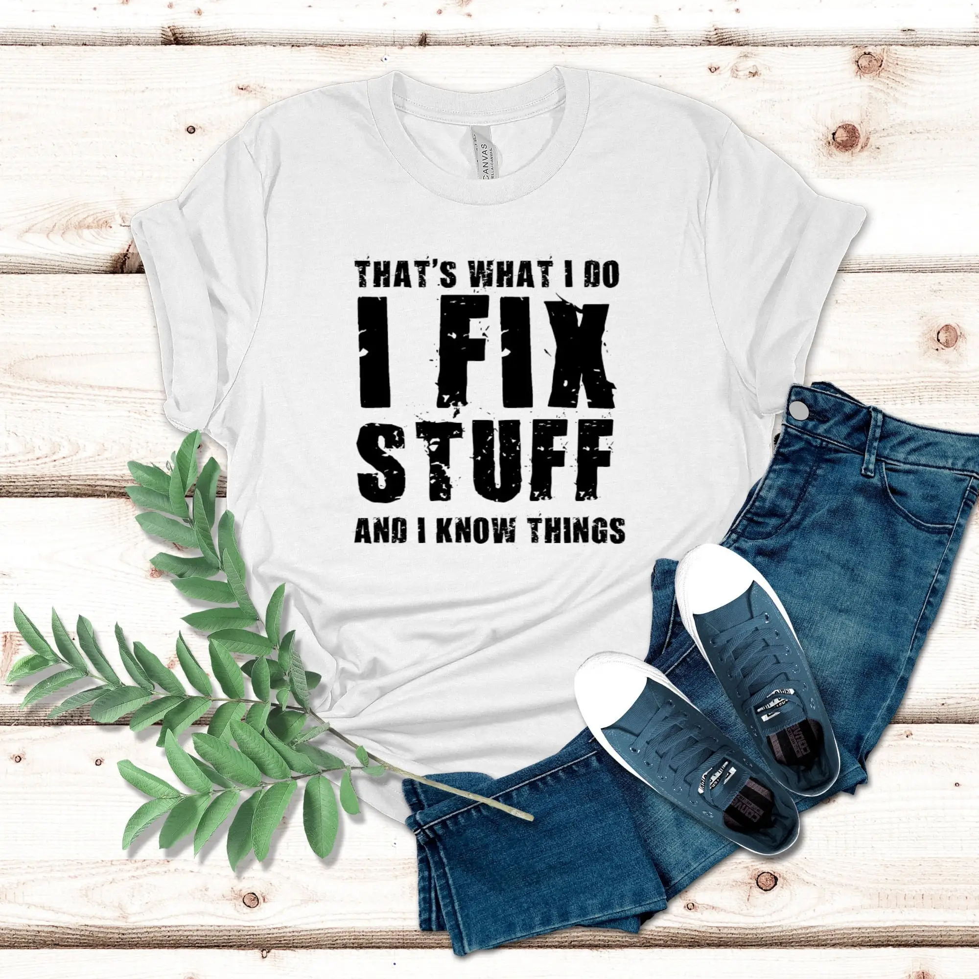 

Funny Mechanic I Fix Stuff And Know Things GifT T Shirt Humor