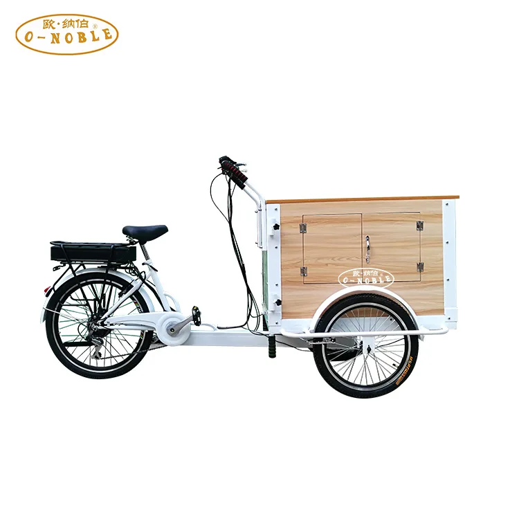 Electric upside down donkey takeaway bicycle mall street view coffee milk tea sale human pedal tricycle view 5