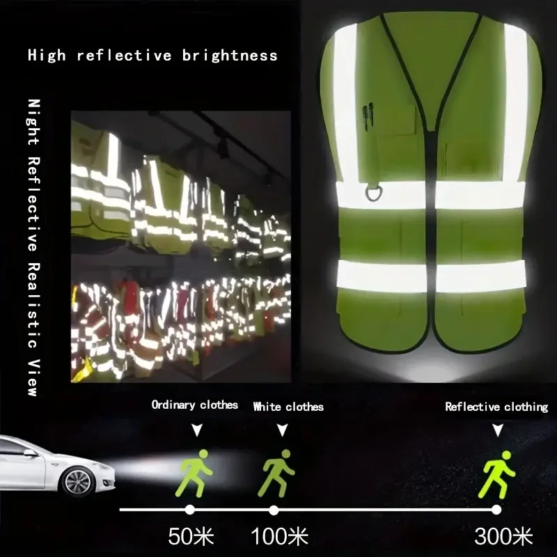 Visibility Mesh Breathable Reflective Safety Vest With Pockets And Zipper Keeps You Safe And Visible Suitable For Men And Women