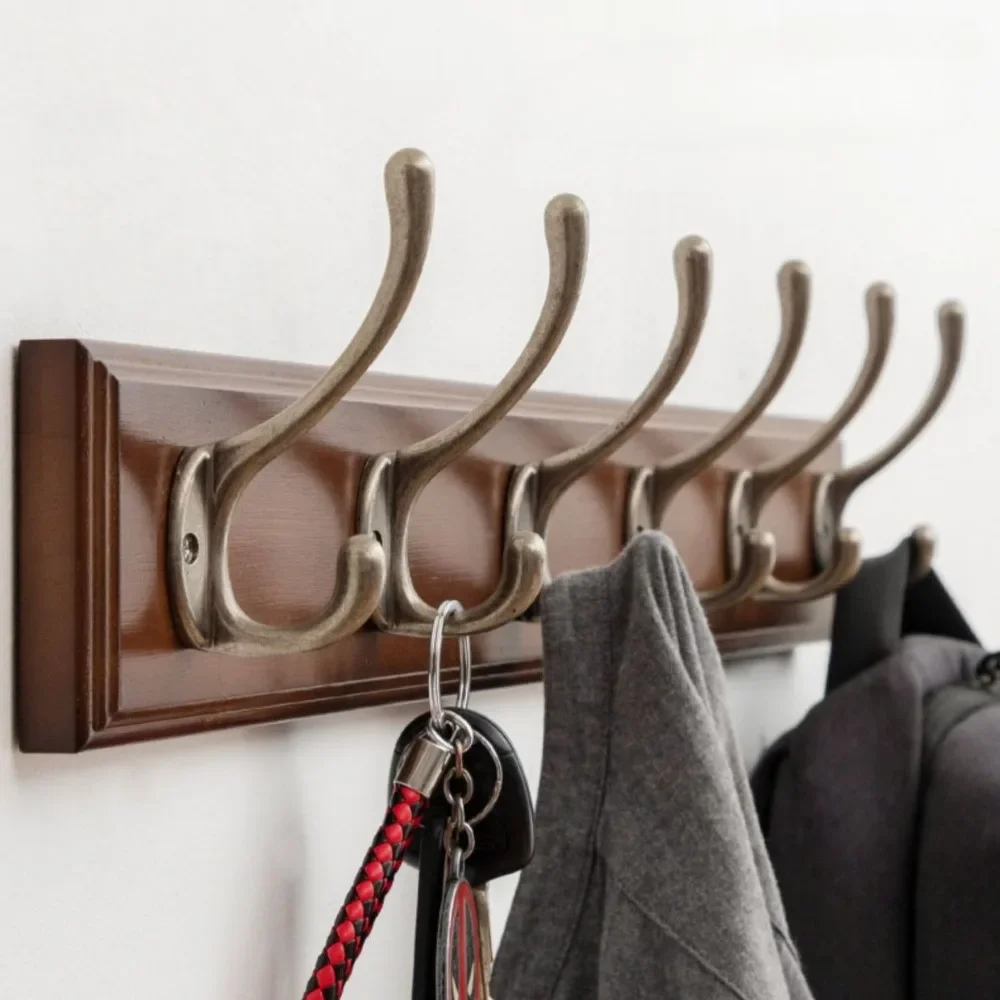 Multiple Hooks Wood Coat Rack Portable Single Row Clothes Hanger Wall Entrance Hall Coat Rack Morden Storage Room Furniture