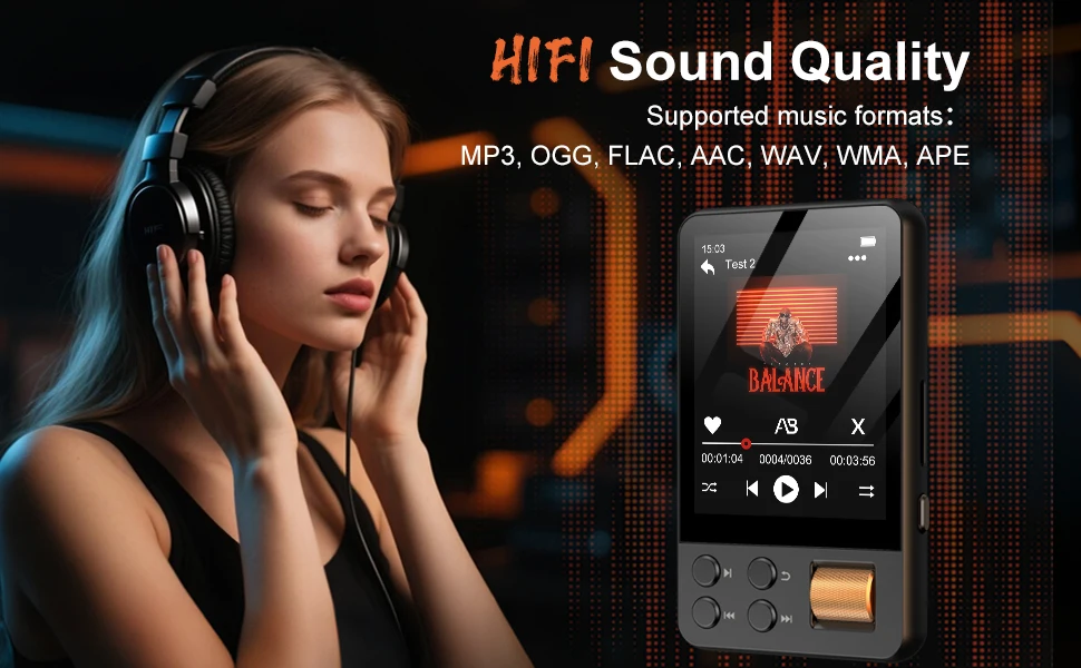2,4 Zoll Touchscreen MP3-Player 64GB Bluetooth 5.4 HiFi Musik-Player FM-Radio Sprachrekorder E-Book Tragbarer MP4 Audio-Player – Detail 3