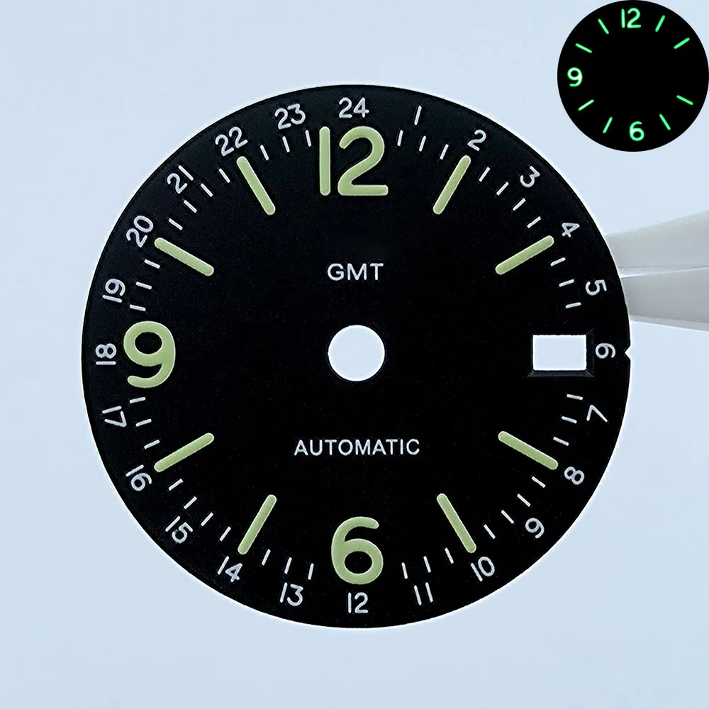 29mm NH34 Dial GMT dial S logo dial Custom logo Blue/Green Luminous dial fit NH34 movement watch accessories