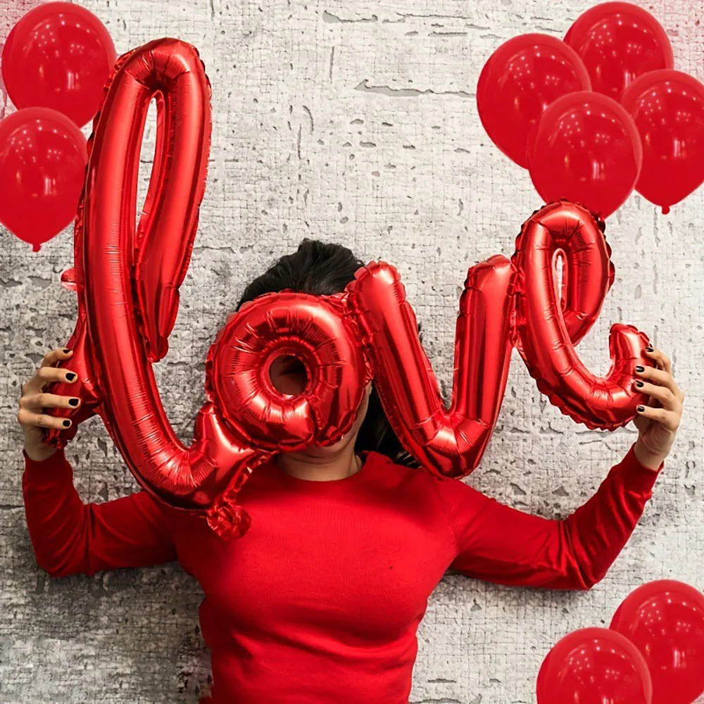 108cm/50cm Red Love Letter Foil Balloon,Anniversary Wedding Valentines Day Birthday Party Decoration,Photo Props