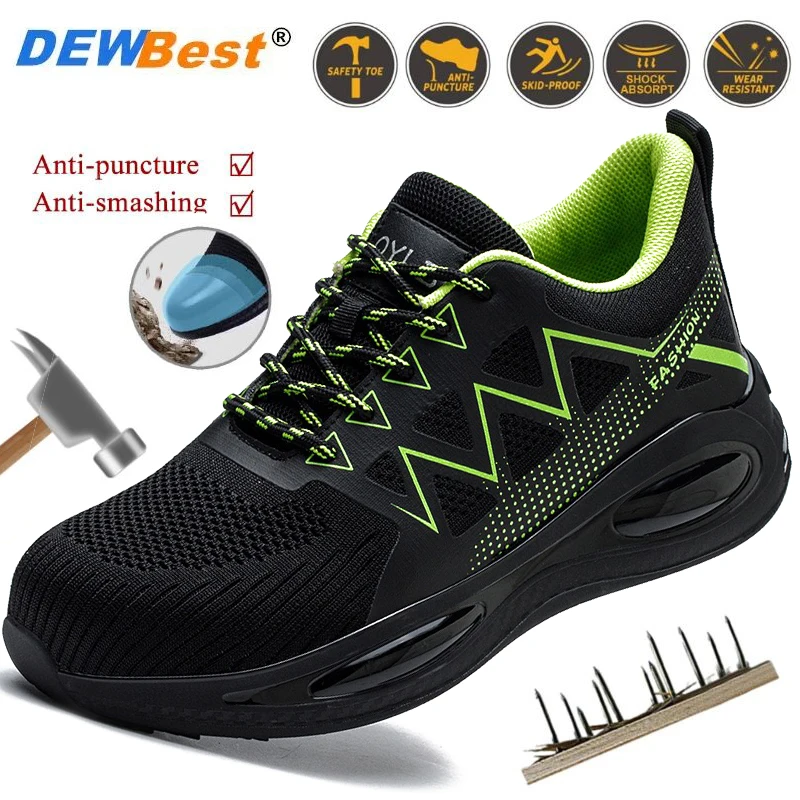 New steel head anti-smash anti-puncture lightweight comfortable safety shoes wear-resistant anti-building work shoes for men