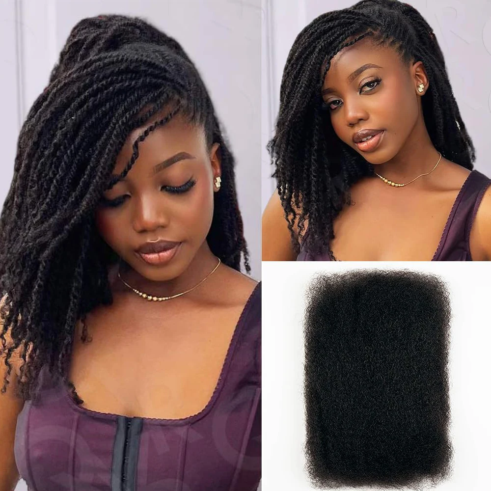 Afro Kinkys cabello humano a granel 100% cabello humano para Mini extensiones trenzadas de rastas Loc pelo Afro rizado a granel negro Natural