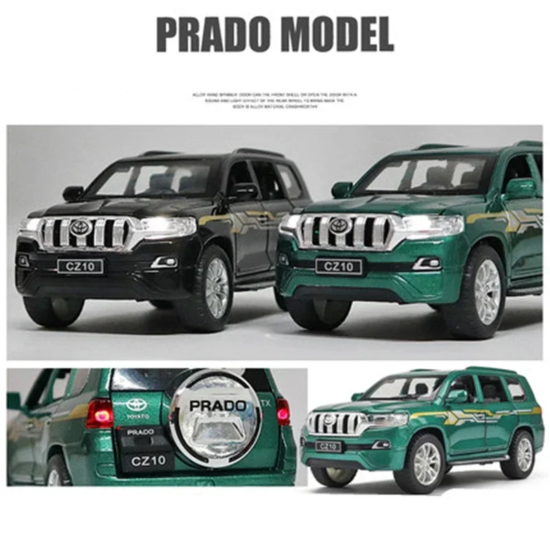 1:32 TOYOTA Prado Alloy Car Model Diecasts Metal Toy Off-road Vehicles Car Model Simulation Sound And Light Collection Gift