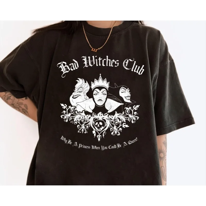 

2025 злодей Bad Witch Club, классическая ретро урсула, злая королева, одинаковые семейные рубашки Малефисенты, райская дорожная одежда