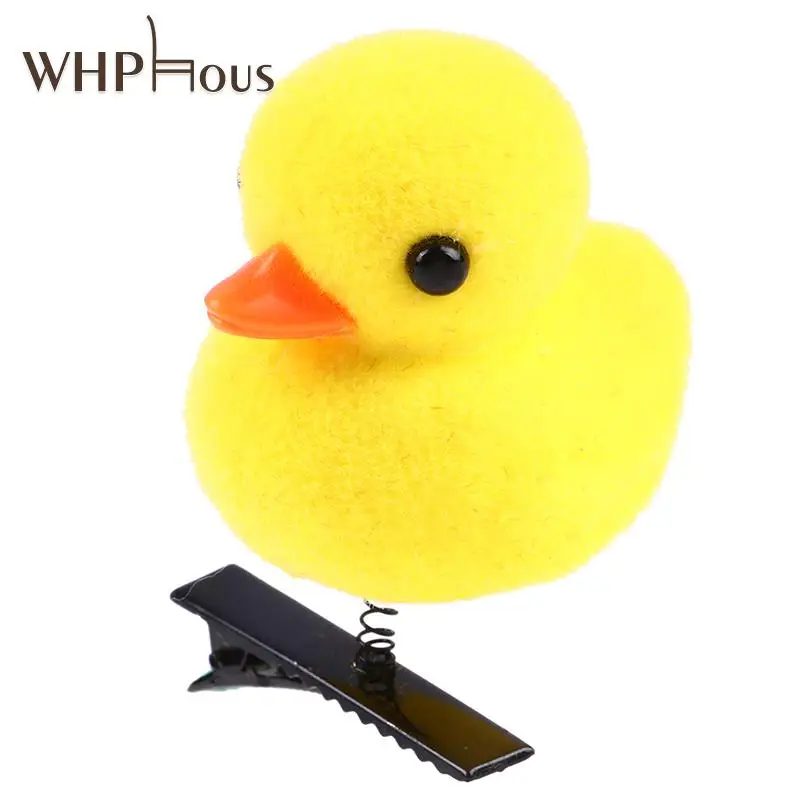 1PCS Little Yellow Duck Hairpin Spring Hair Hooks Girl Accessories 3D Cartoon Duck Headdress Children Funny Christmas Gifts