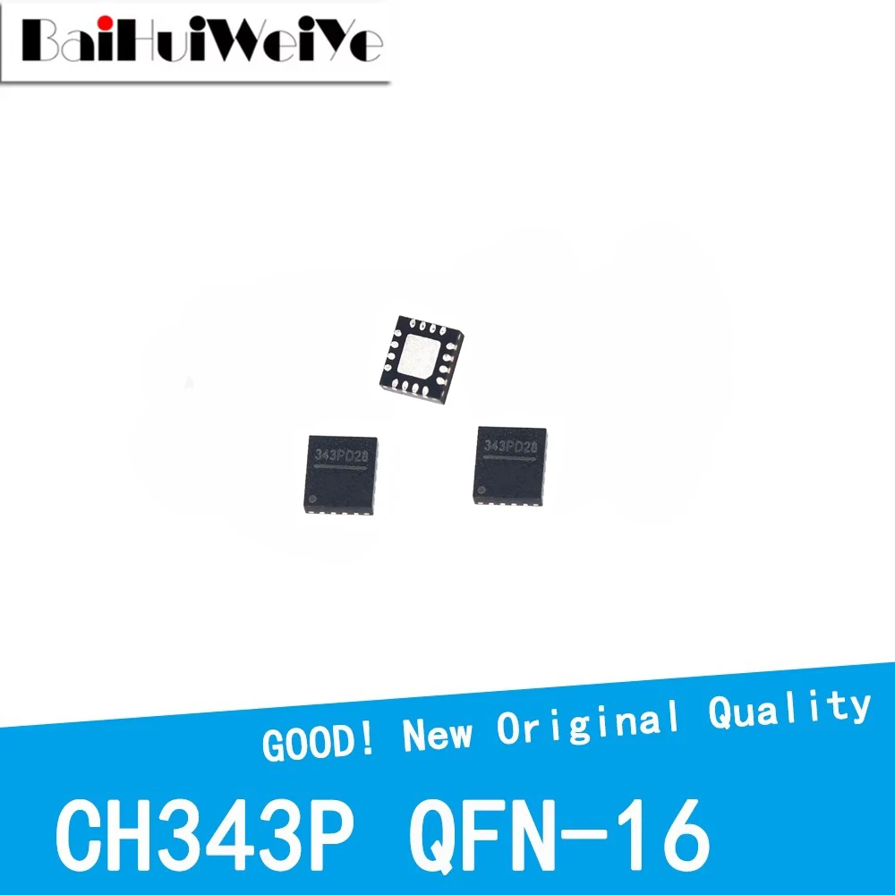 5PCS/LOT CH343 CH343P 343P QFN-16 USB To High-Speed Serial Port Chip SMD New Good Quality Chipset