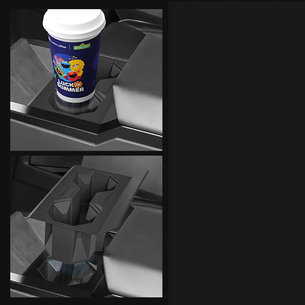

Water Cup Holder Storage Box For Tesla Cybertruck 2024 2025 Silicone Shock-Absorbing Central Armrest Cup Tray Tidying Car Access