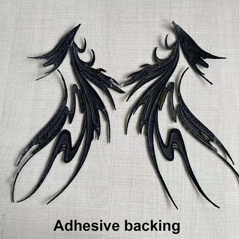 2 Stück/29*17CM Kleideraufnäher Simulierte Flügel Aufbügelbare Bestickte Patches, Stoffapplikation Thermoklebeaufkleber für Kleider, Kleidung – Detail 3