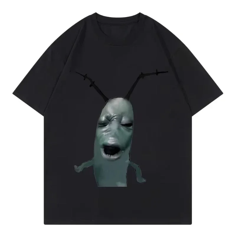 Cursed Plankton Funny Meme T Shirts Gothic Fashion T-shirt Casual Short Sleeve T-shirts Unisex Streetwear