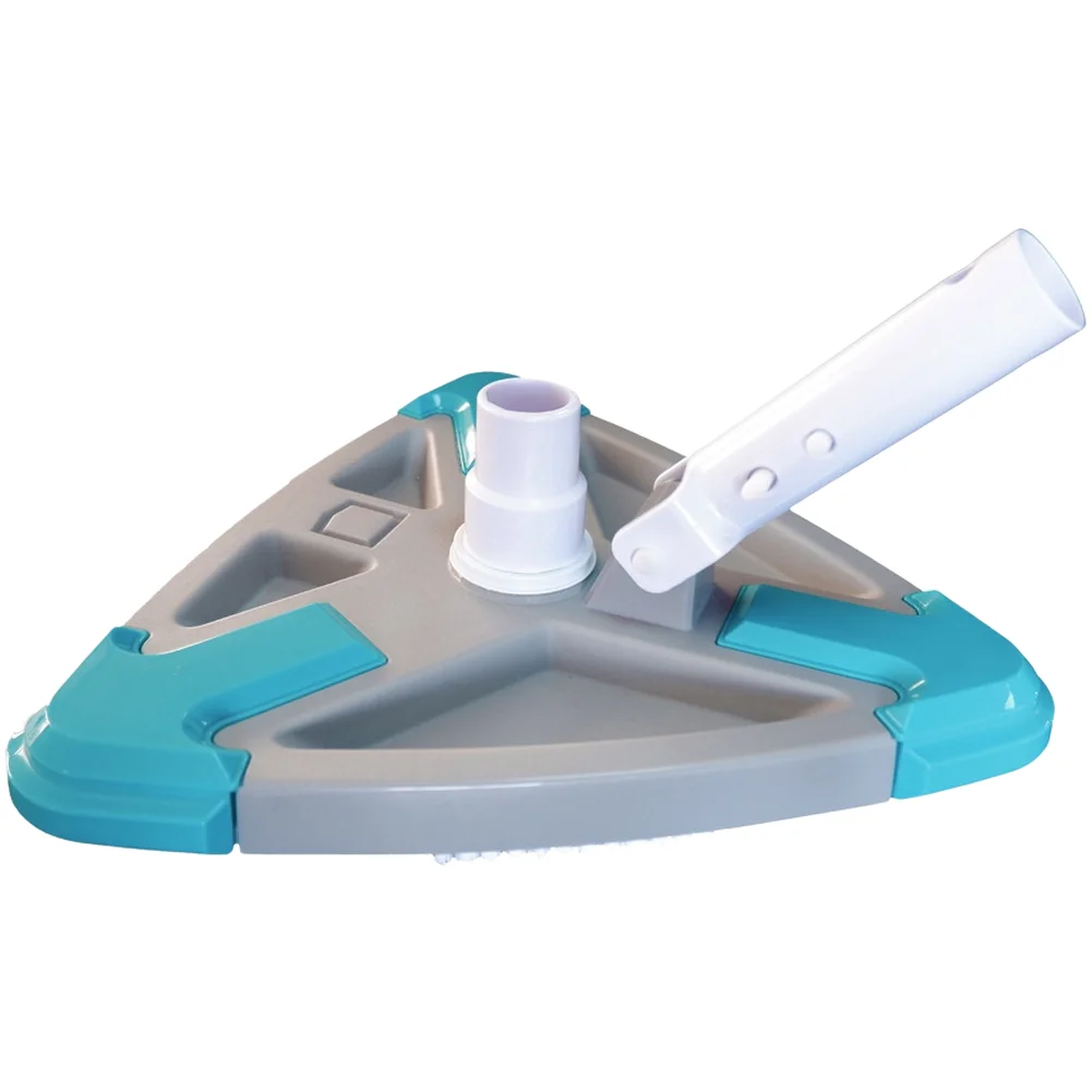 Triangular Design Pool Brush for Swimming Pool Cleaning Paired with Vacuum Head and Fastener for Standard Pole Use
