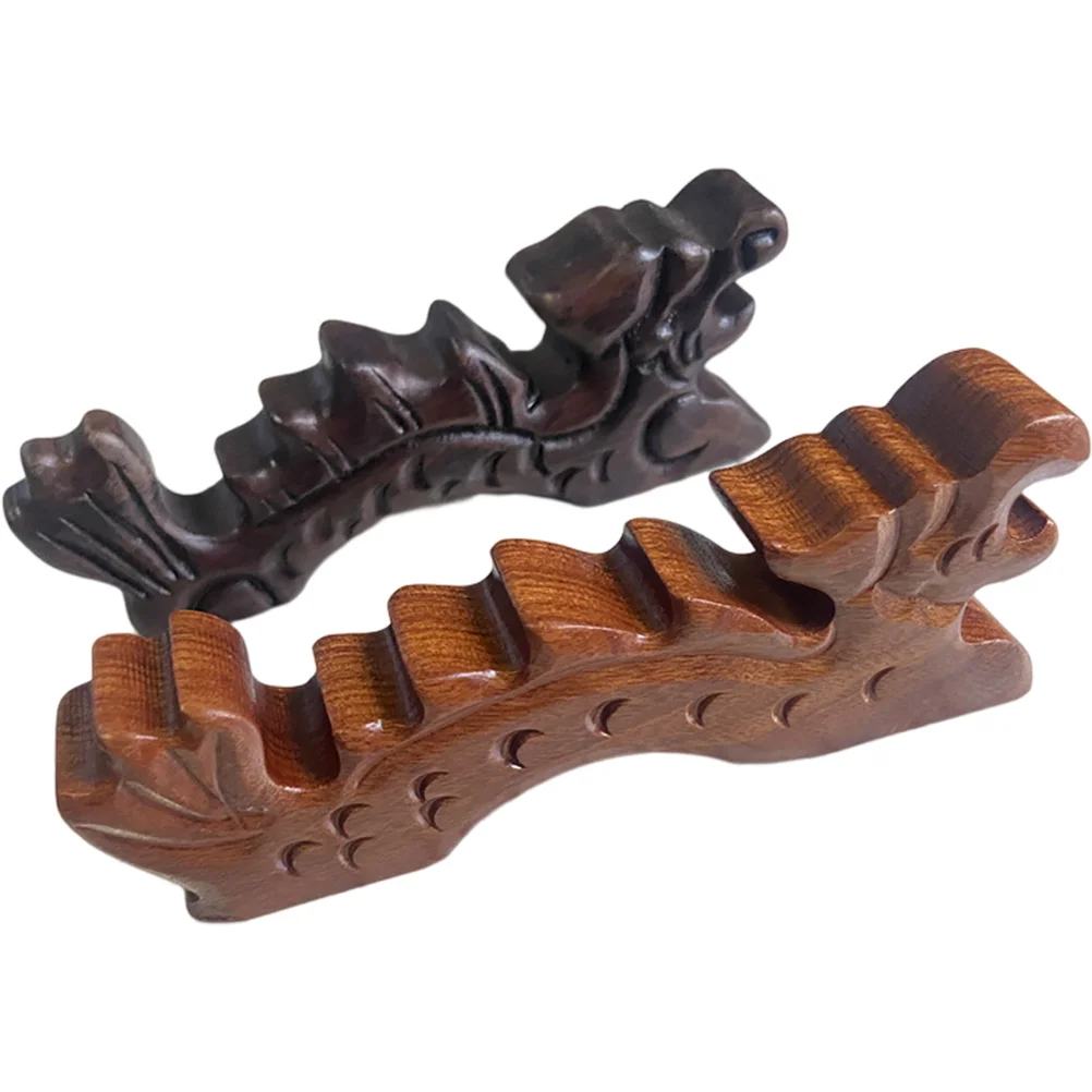 

2pcs Calligraphy Brush Holder Dragon Design Pen Rest Black Red Writing Brush Support Supplies nament Desk Storage