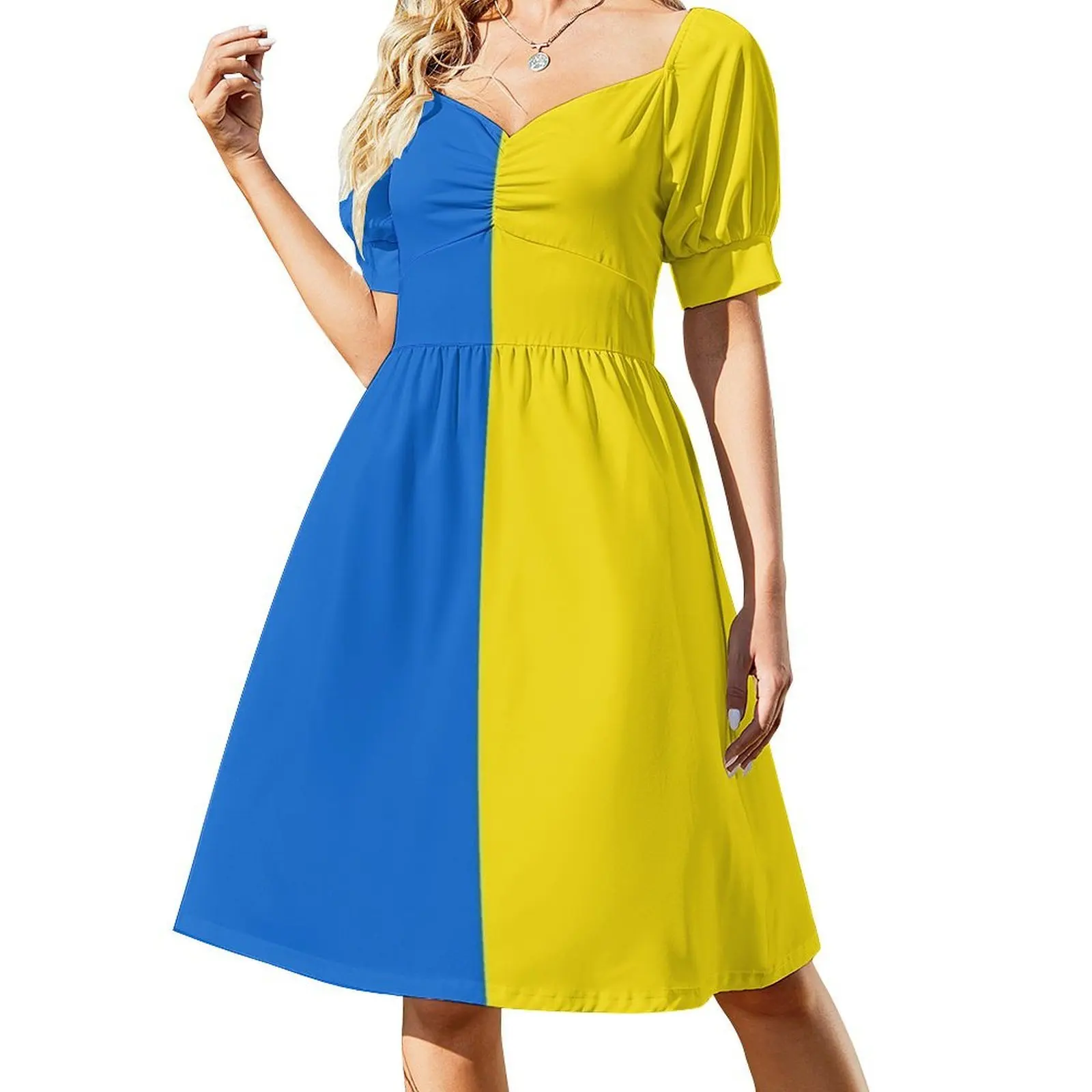 العلم الأوكراني فستان سموك الأزهار للنساء الربيع الصيف فستان كاجوال للحزب أوكرانيا العلم الأوكراني فستان العلم الأوكراني #3