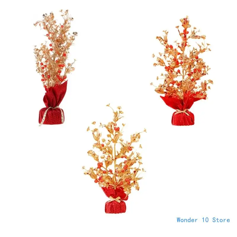 

Chinese New Year Fortune Tree Artificial Fruit Tree Fake Berries Branch Spring Festival Ornament Flower Basket Decor