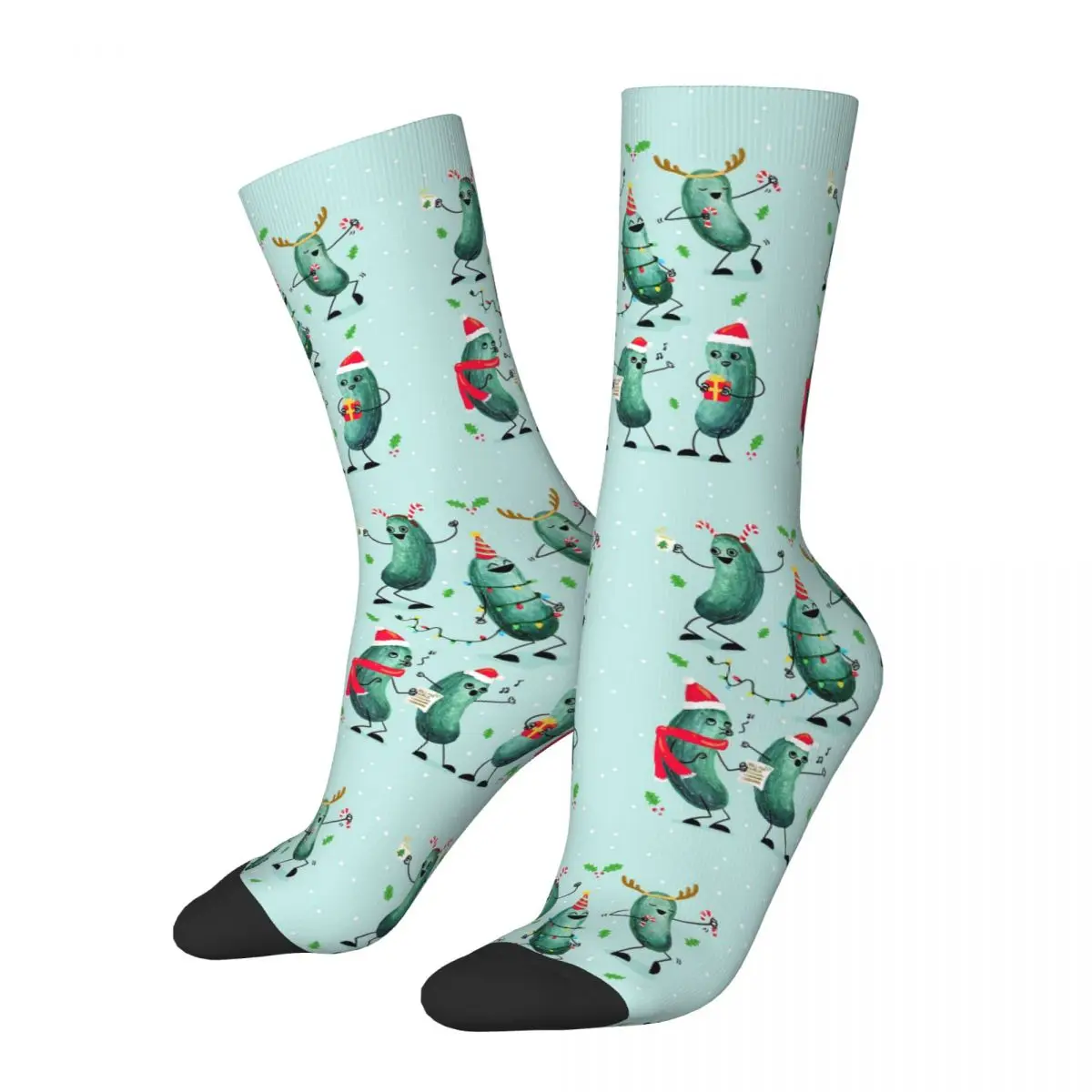 

Holiday Pickle Party Socks Harajuku Super Soft Stockings All Season Long Socks Accessories for Unisex Gifts