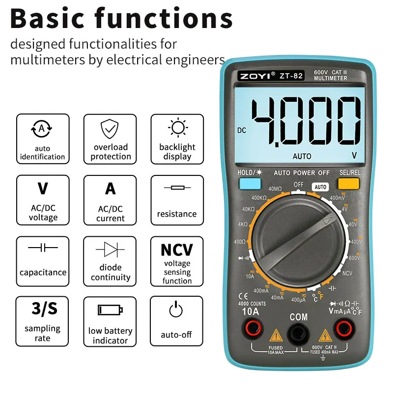 ZT-82 multimeter digital high-precision multi-function automatic digital display intelligent maintenance electrician multimeter